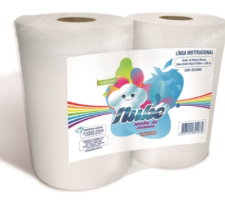 Toalla de Mano Nube en Rollo Blanca x 150 metros Doble Hoja x 2 rollos